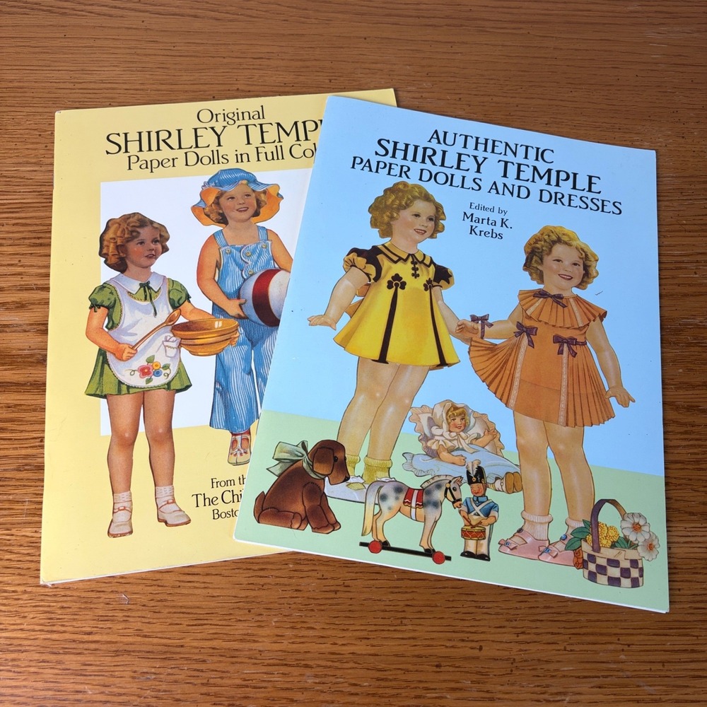 Shirley Temple Paper Dolls Books Dover Publications Lot of 2 Full Color Vintage